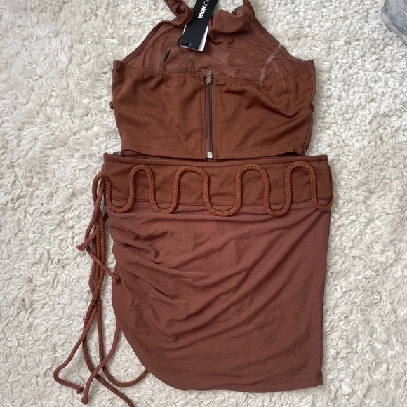 Fashion Nova Brown Mini Skirt Set - Picture 3 of 14